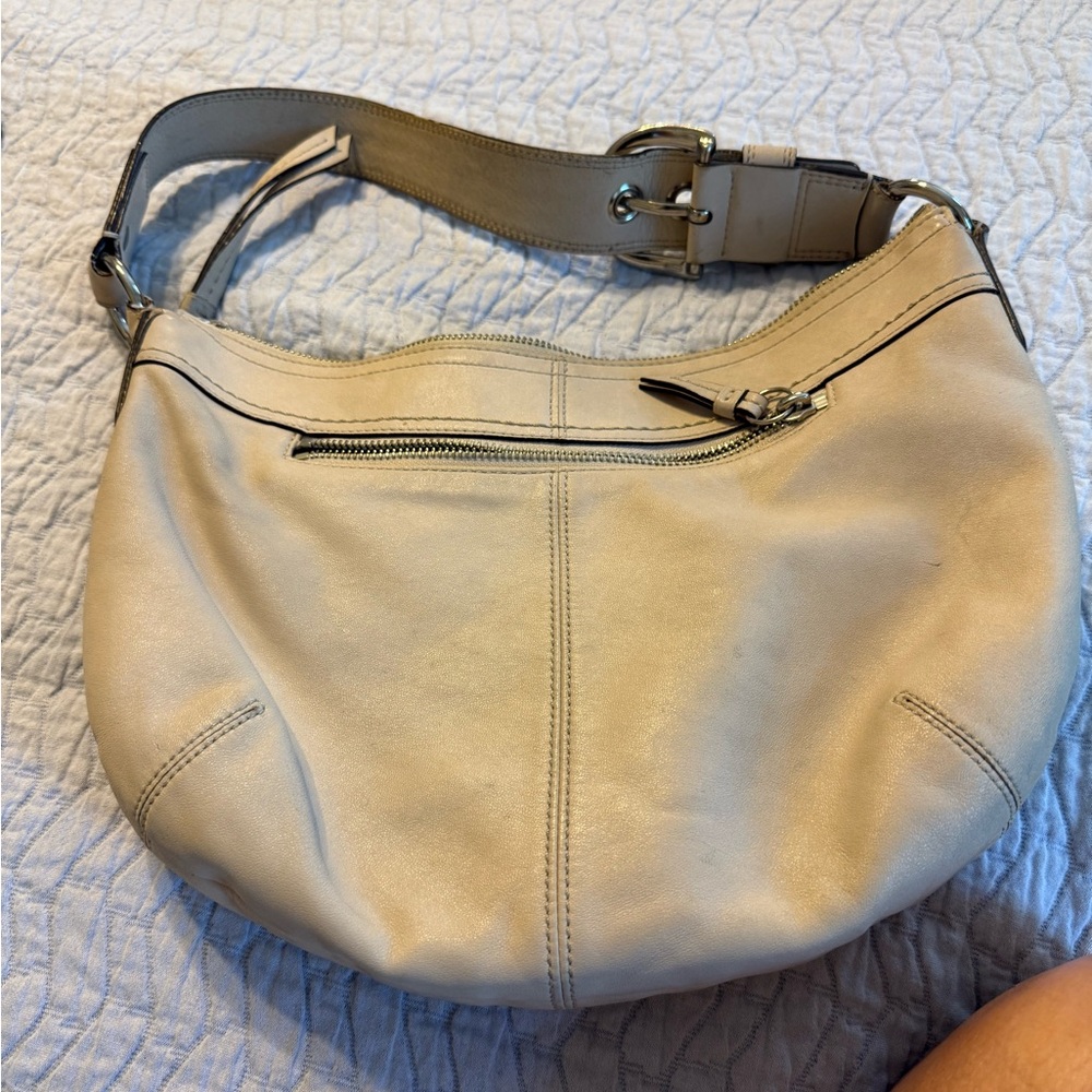 Coach Cream Leather Hobo Bag